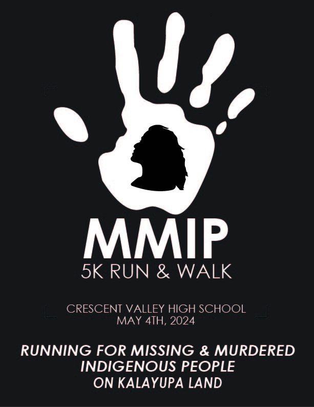MMIP 5K shirt design — white hand silhouette with profile