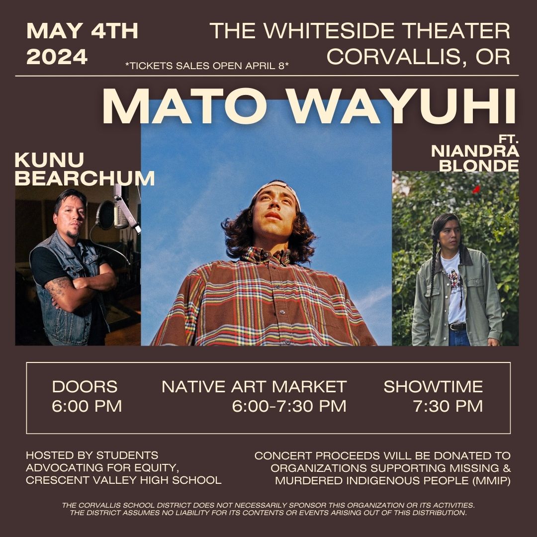 MMIP Benefit Concert poster — Mato Wayuhi, Kunu Bearchum, Niandra Blonde